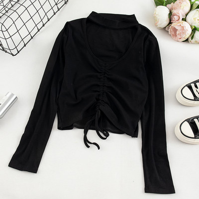 Μοντέρνα γυναικεία μπλούζα σε τέσσερα χρώματα με κορδόνια