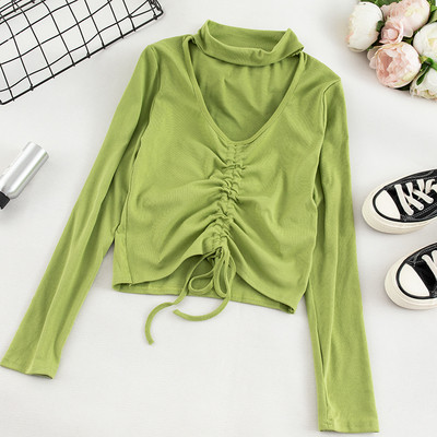 Μοντέρνα γυναικεία μπλούζα σε τέσσερα χρώματα με κορδόνια