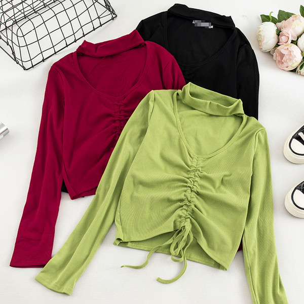 Μοντέρνα γυναικεία μπλούζα σε τέσσερα χρώματα με κορδόνια