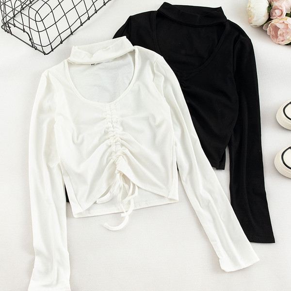 Μοντέρνα γυναικεία μπλούζα σε τέσσερα χρώματα με κορδόνια