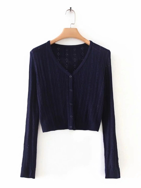 Νέο μοντέλο γυναικεία ζακέτα με κουμπιά - μπλε χρώμα