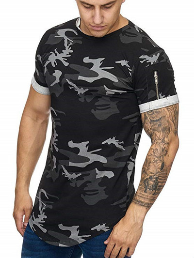 Casual ανδρικό  καμουφλάζ T-shirt με κοντά μανίκια σε τρία χρώματα