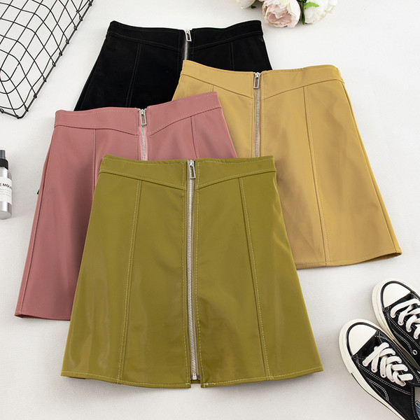 Modern női szoknya négy színben cipzárral és magas derékkal