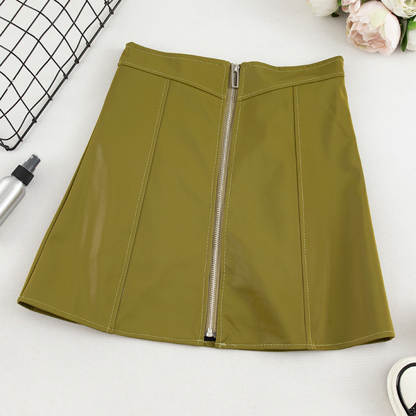 Modern női szoknya négy színben cipzárral és magas derékkal