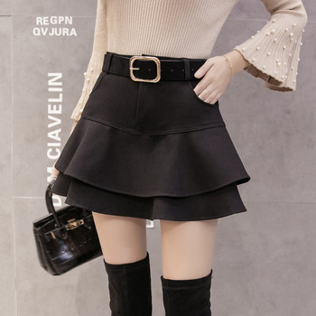 Γυναικεία  κομψή κοντή φούστα με ψηλή μέση και ζώνη