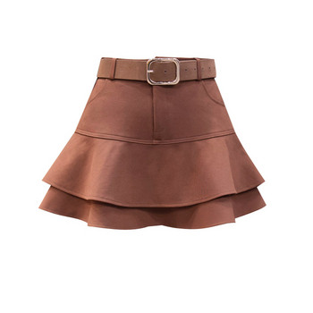 Γυναικεία  κομψή κοντή φούστα με ψηλή μέση και ζώνη