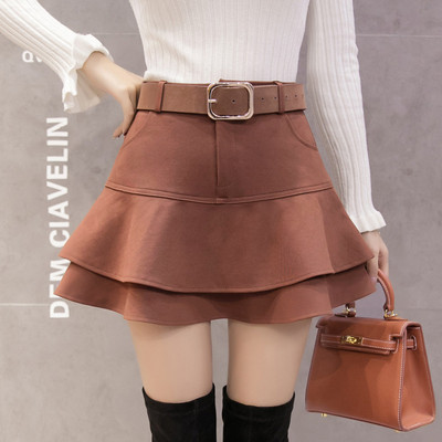 Γυναικεία  κομψή κοντή φούστα με ψηλή μέση και ζώνη