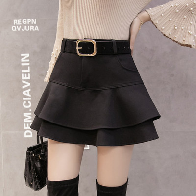 Γυναικεία  κομψή κοντή φούστα με ψηλή μέση και ζώνη