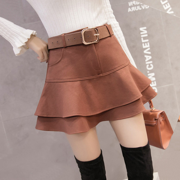 Γυναικεία  κομψή κοντή φούστα με ψηλή μέση και ζώνη