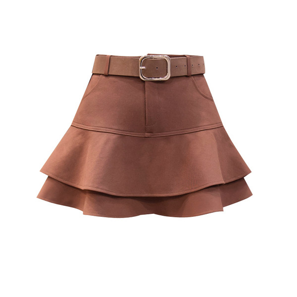 Γυναικεία  κομψή κοντή φούστα με ψηλή μέση και ζώνη