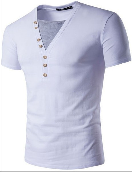 Ανδρικό μπλουζάκι V-neck σε λευκό και μαύρο χρώμα 