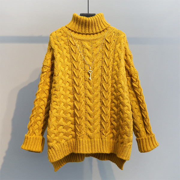 Χειμερινό γυναικείο πουλόβερ  με ψηλό κολάρο  σε κόκκινο, λευκό και κίτρινο χρώμα