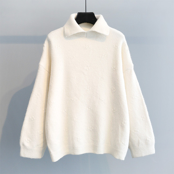 Γυναικείο πουλόβερ  με κολάρο σε τρία χρώματα