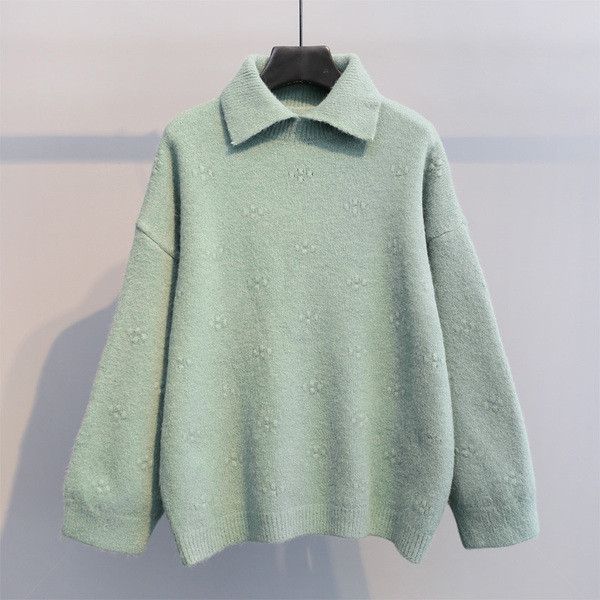 Γυναικείο πουλόβερ  με κολάρο σε τρία χρώματα