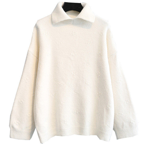 Γυναικείο πουλόβερ  με κολάρο σε τρία χρώματα