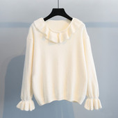 Modern női téli pulóver fehér, narancssárga és kék színben