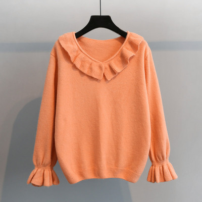 Modern női téli pulóver fehér, narancssárga és kék színben