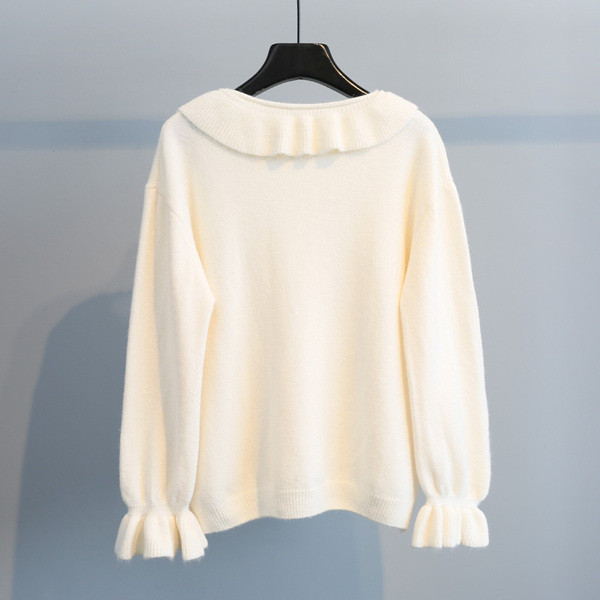 Modern női téli pulóver fehér, narancssárga és kék színben