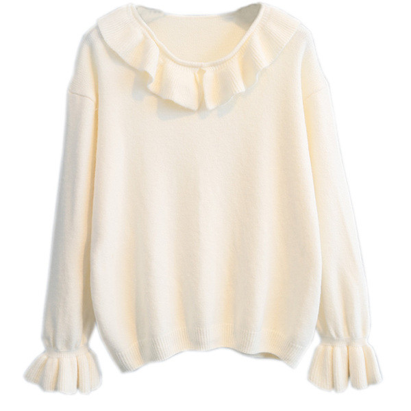 Modern női téli pulóver fehér, narancssárga és kék színben