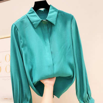 Κομψό γυναικείο πουκάμισο με κολάρο σε πέντε χρώματα