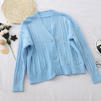 Γυναικεία ζακέτα σε διάφορα χρώματα με V-λαιμό και κουμπιά