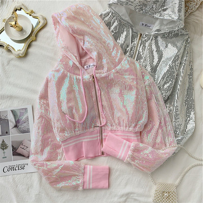 Μοντέρνο γυναικείο φούτερ με πούλιες σε τρία χρώματα