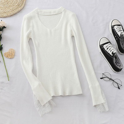 Γυναικεία μπλούζα με κομμένα κομμάτια και μανίκια δαντέλας σε διάφορα χρώματα