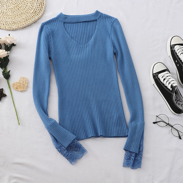 Γυναικεία μπλούζα με κομμένα κομμάτια και μανίκια δαντέλας σε διάφορα χρώματα