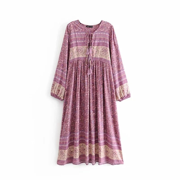 Rochie casual dama cu cravate si maneci lungi - mai multe culori