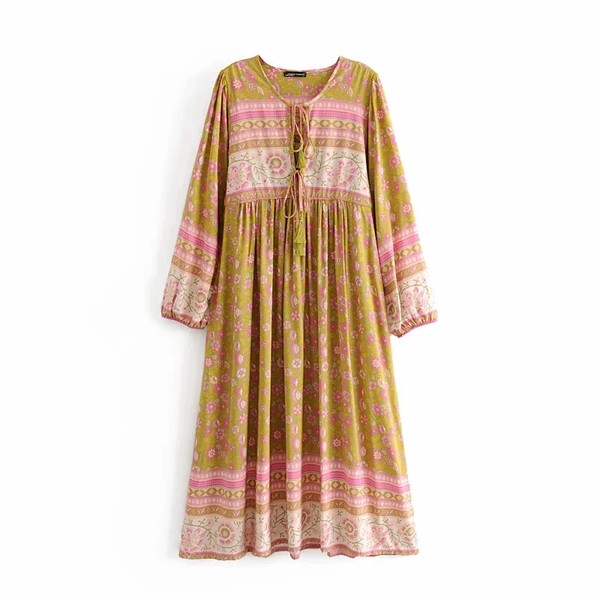 Rochie casual dama cu cravate si maneci lungi - mai multe culori