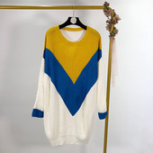 Női modern hosszú pulóver ovális nyakkivágással - széles modell