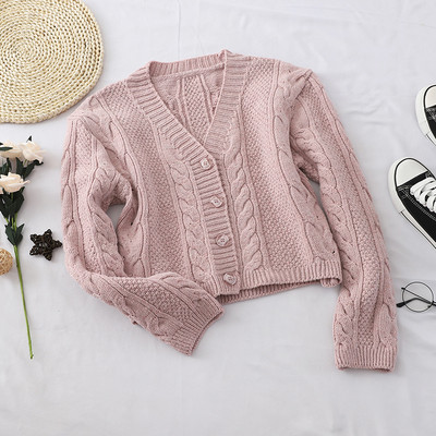 Γυναικεία V-Neck Casual ζακέτα  σε Λευκό, Καφέ και Ροζ χρώμα