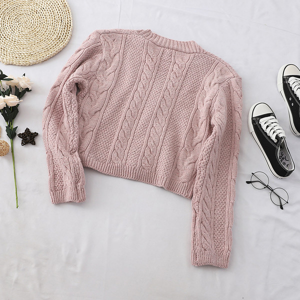 Vesta casual de dama cu decolteu in V in alb, maro si roz