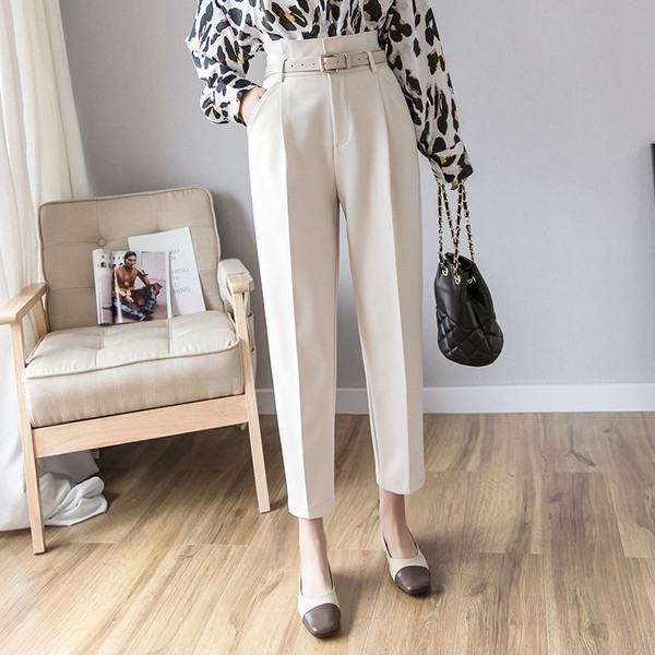 Дамски модерен панталон в три цвята с висока талия