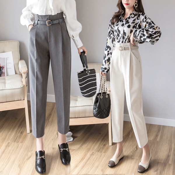 Дамски модерен панталон в три цвята с висока талия