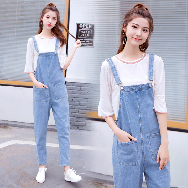 Alkalmi női farmer overál kék színben