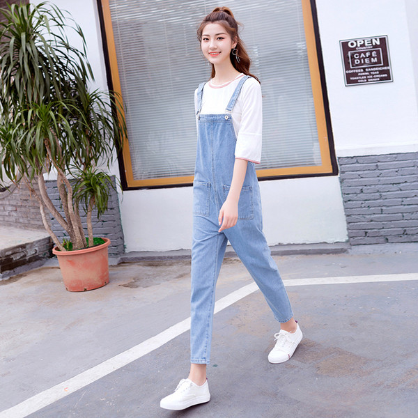 Alkalmi női farmer overál kék színben