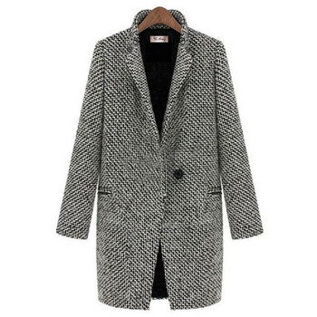 ΝΕΟ μοντέλο γυναικείο μακρύ παλτό με κουμπί και τσέπη σε γκρι χρώμα