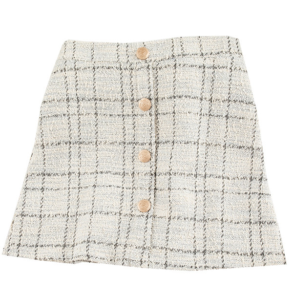 Stílusos női kockás szoknya három színben, gombokkal