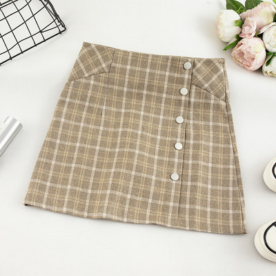 Γυναικεία καρό φούστα  σε τέσσερα χρώματα με κουμπιά