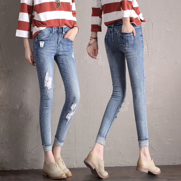 Γυναικεία casual τζιν σε δύο χρώματα Λεπτό μοτίβο