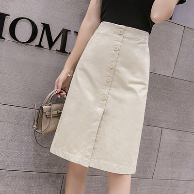 Fusta de dama moderna in mai multe culori cu nasturi si fanta