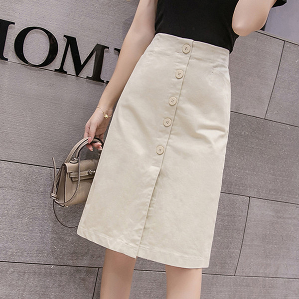 Fusta de dama moderna in mai multe culori cu nasturi si fanta