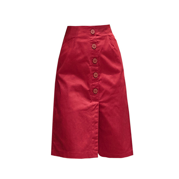 Fusta de dama moderna in mai multe culori cu nasturi si fanta