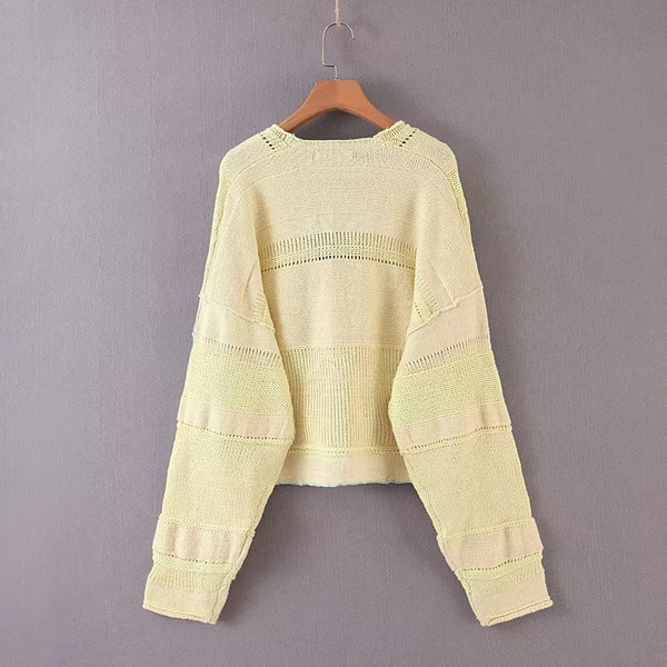 Μοντέρνο γυναικείο φούτερ με φαρδιά μανίκια σε κίτρινο χρώμα