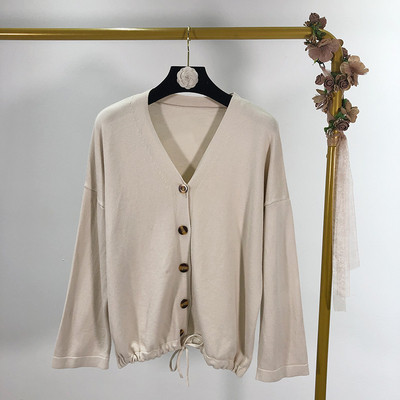 Γυναικεία καθημερινή ζακέτα με ζώνες μέσης και λαιμόκοψη