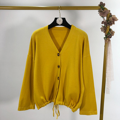 Γυναικεία καθημερινή ζακέτα με ζώνες μέσης και λαιμόκοψη