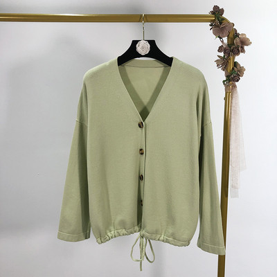 Γυναικεία καθημερινή ζακέτα με ζώνες μέσης και λαιμόκοψη