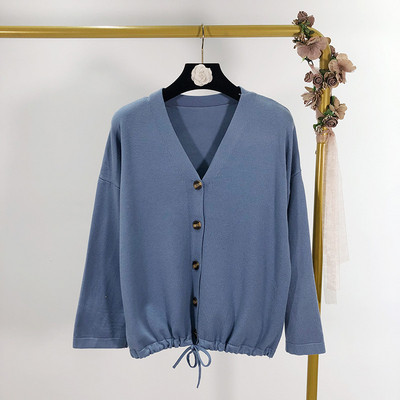 Γυναικεία καθημερινή ζακέτα με ζώνες μέσης και λαιμόκοψη