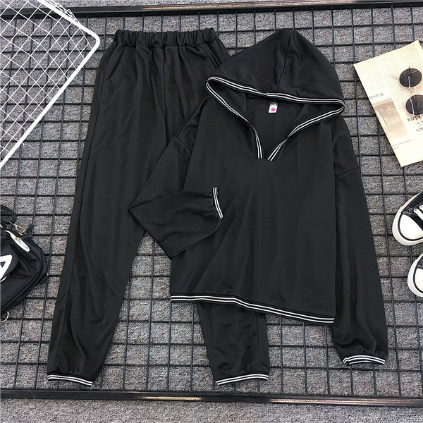 Set de damă sport-casual din două părți în negru